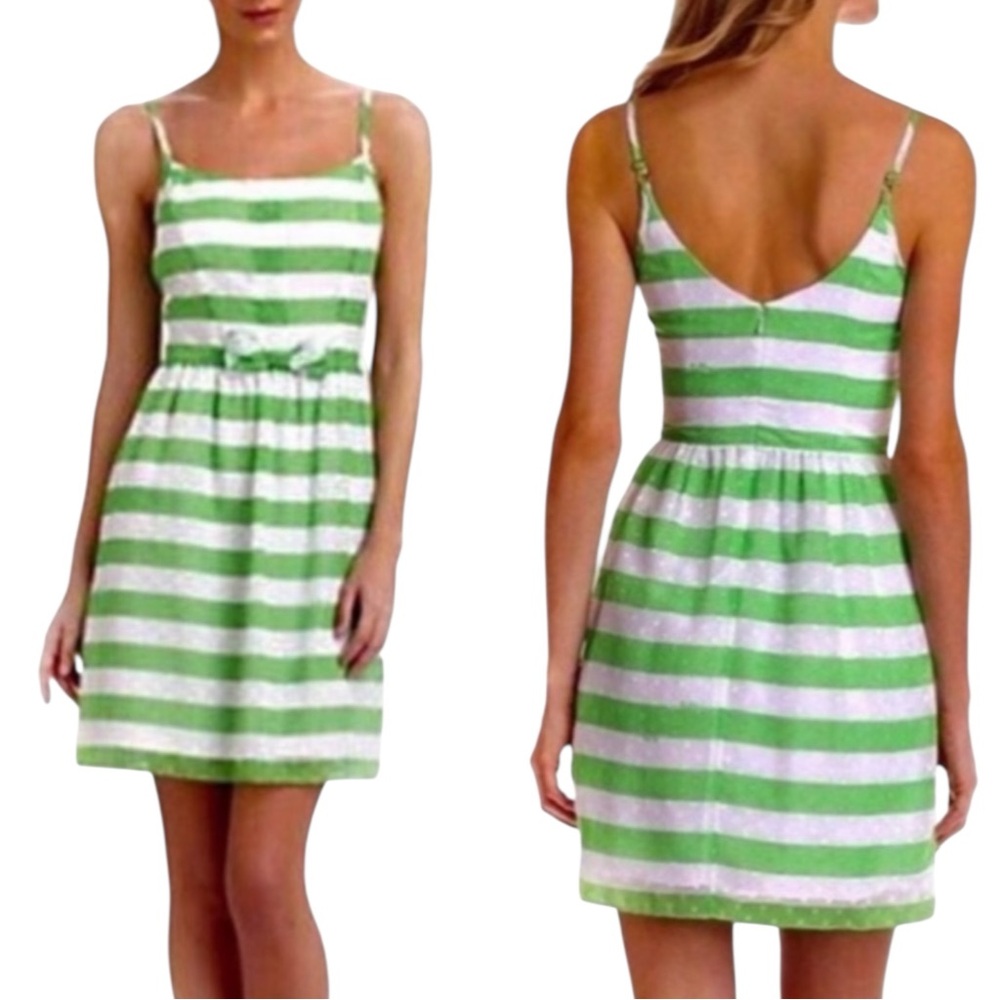 LILLY PULITZER Antonia w/ Green/White Awning Striped Dress Size 4 -- GORGEOUS!! - Picture 9 of 10